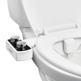 Bidet Attachment for Toilet, Non-Electric Bidet Toilet Seat Attachment - Dual Retractable Nozzles, Adjustable Water Pressure,  Easily Installed Cold Water Sprayer for Rear Feminine Wash, White