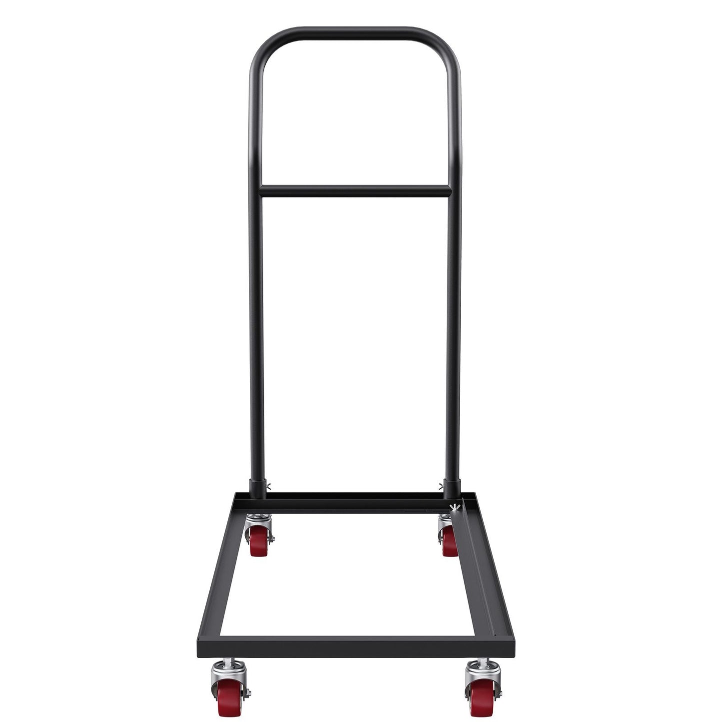 Folding Chair Dolly, Iron Commercial Cart with 12 Chairs Capacity, Folding Chairs Rack Trolley with 4 Casters, Storage Transport Dolly for Flat Stacking Plastic Resin and Wood Chairs, Black