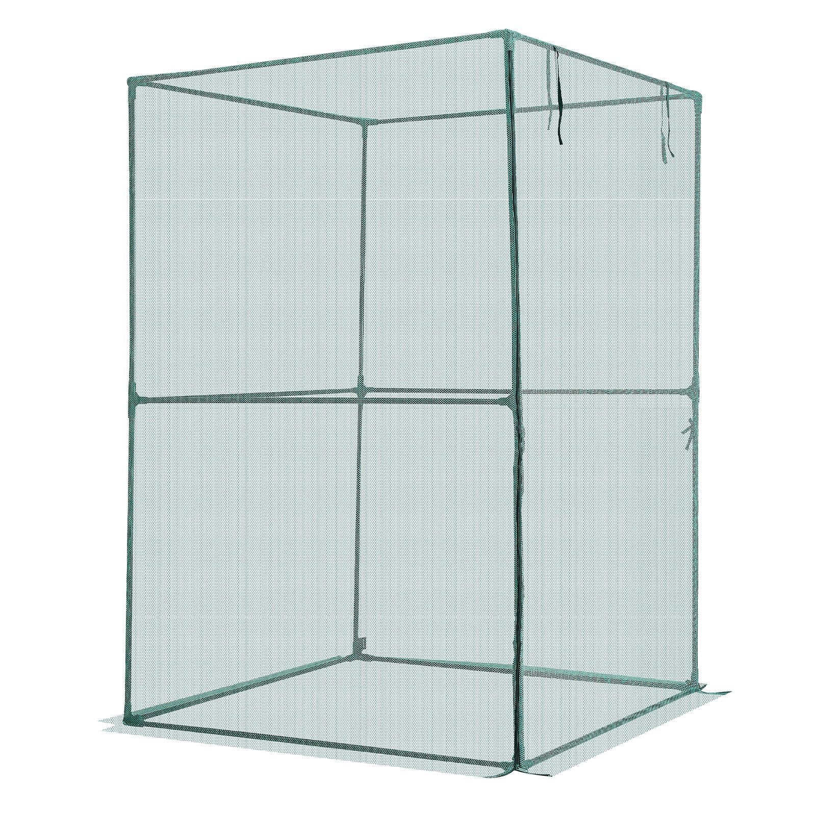 Crop Cage, 1.2 x 1.2 x 1.8 m Plant Protection Tent with Zippered Door, Wind-Resistant Tall Crop Cage, Easy to Install, Outdoor Raised Bed Cover, Tomato Plant Netting for Garden Patio Lawn