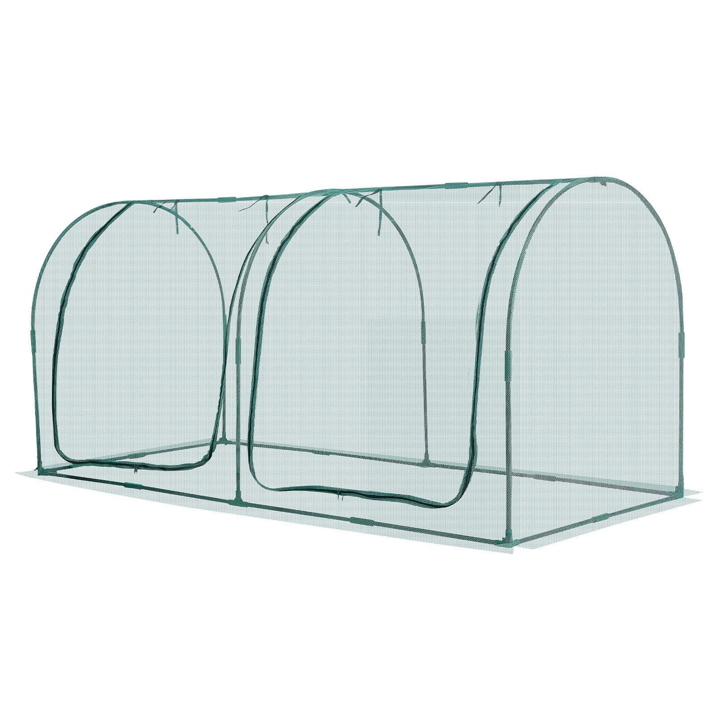 Crop Cage, 2.48 x 1.2 x 1.2 m Plant Protection Tent with Zippered Door, Wind-Resistant Tall Crop Cage, Easy to Install, Outdoor Raised Bed Cover with Frame, Plant Netting for Garden Patio Lawn