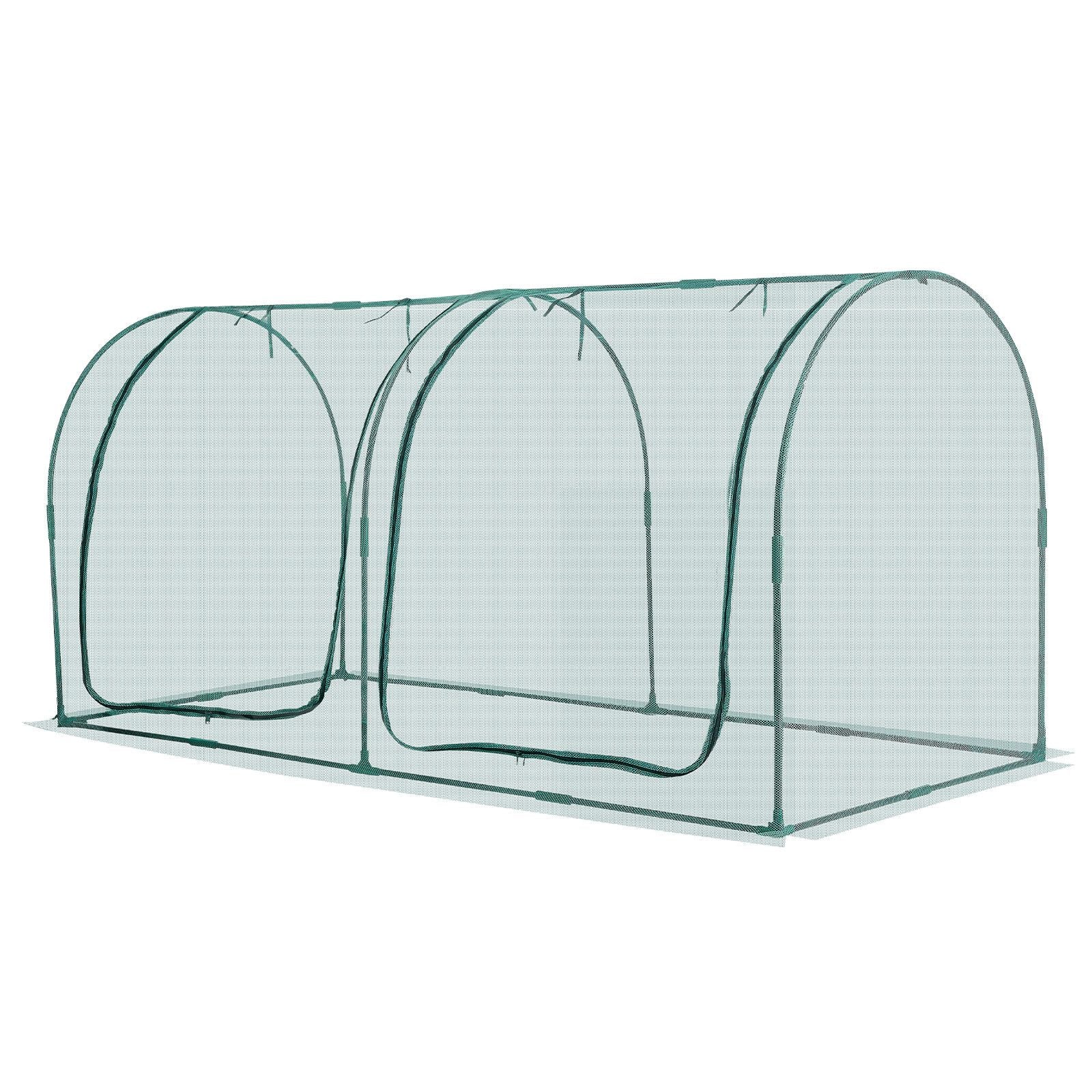 Crop Cage, 2.48 x 1.2 x 1.2 m Plant Protection Tent with Zippered Door, Wind-Resistant Tall Crop Cage, Easy to Install, Outdoor Raised Bed Cover with Frame, Plant Netting for Garden Patio Lawn