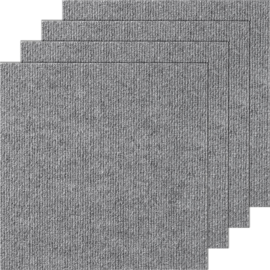 VEVOR Carpet Tiles Peel and Stick, Squares Self Adhesive Carpet Floor Tile, Soft Padded Carpet Tiles, Easy Install DIY for Bedroom Living Room Indoor Outdoor (12 Tiles, Light Gray)