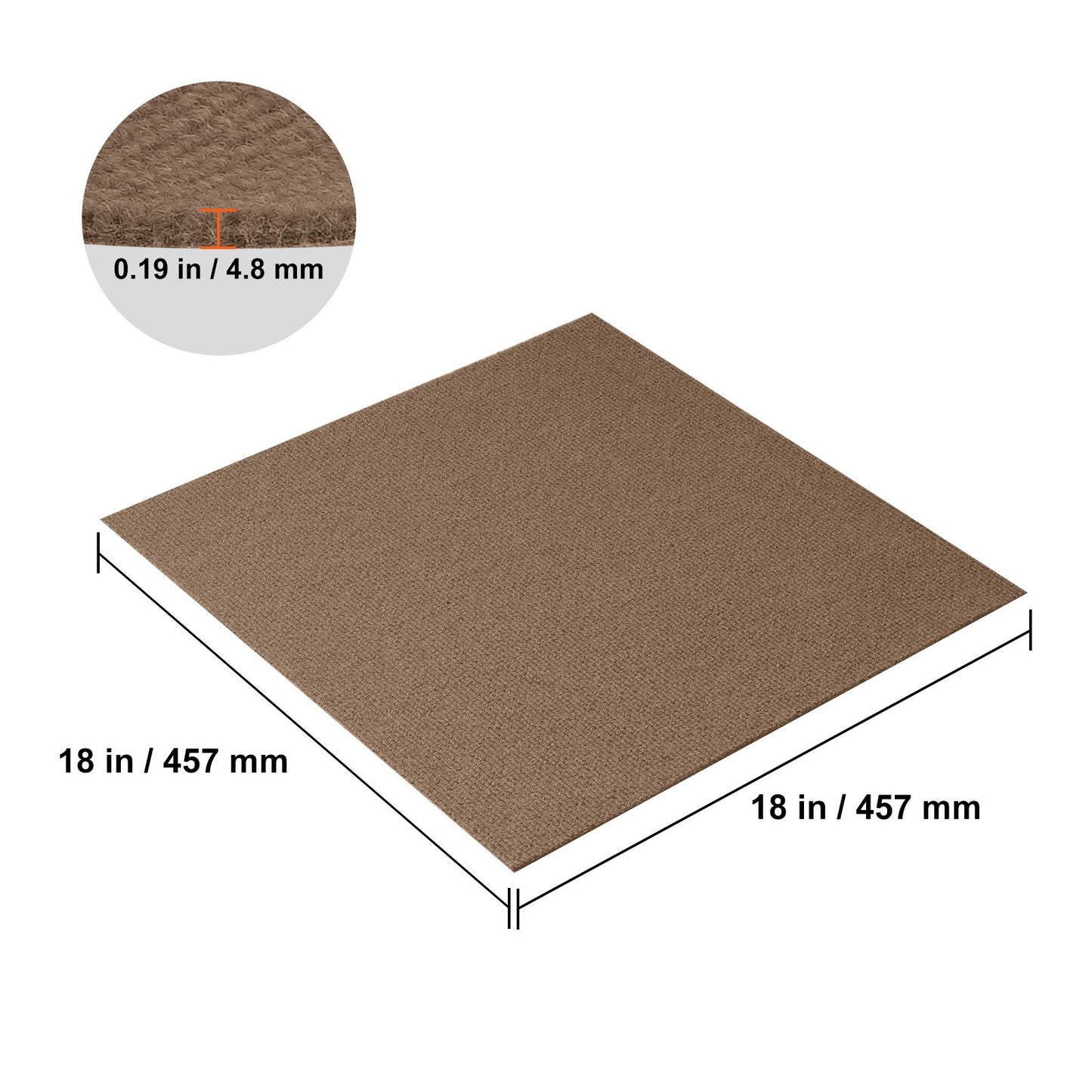 Carpet Tiles Peel and Stick, Squares Self Adhesive Carpet Floor Tile, Soft Padded Carpet Tiles, Easy Install DIY for Bedroom Living Room Indoor Outdoor (10 Tiles, Dark Brown)