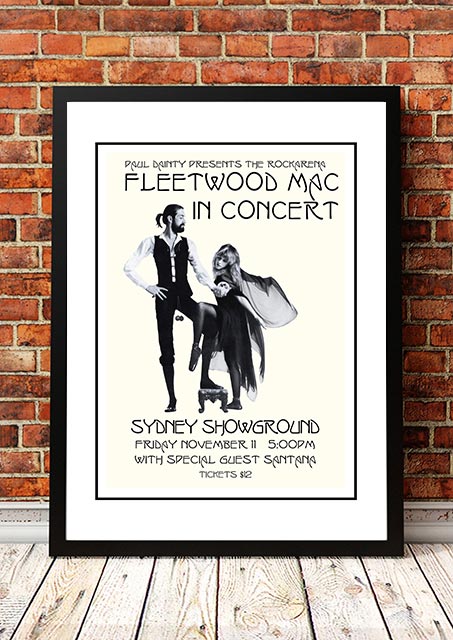 Fleetwood Mac / Santana 'Sydney Showground' Poster 1977 - Framed A1