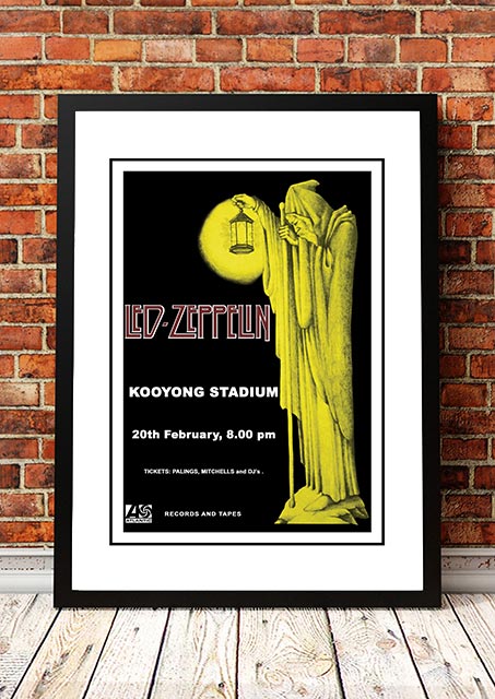 Led Zeppelin 'Kooyong Stadium' Melbourne, Australian Tour Poster 1972 - Framed A2