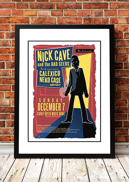 Nick Cave and the Bad Seeds â€˜Myer Music Bowlâ€™ Melbourne, Australian Tour Poster 2003 - Framed A3
