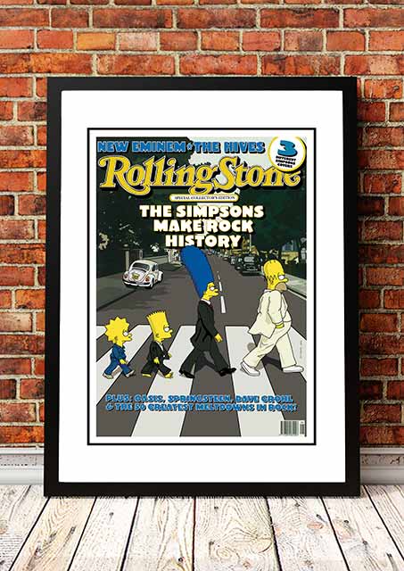 The Simpsons 'Abbey Rd' Rolling Stone Magazine Cover! - Framed A4