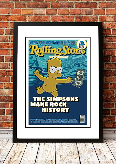 The Simpsons 'Nevermind' Rolling Stone Magazine Cover! - Framed A3