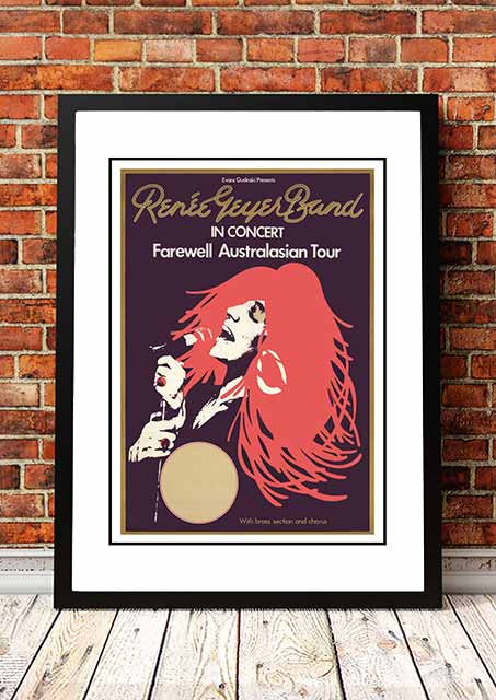 Renee Geyer Farewell Australasia' Tour Poster 1976 - Framed A4