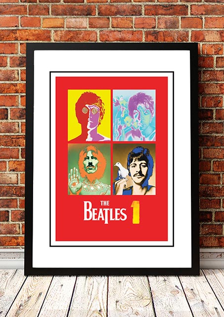 The Beatles 1 In Store Promotional Poster 2000 - Framed A4