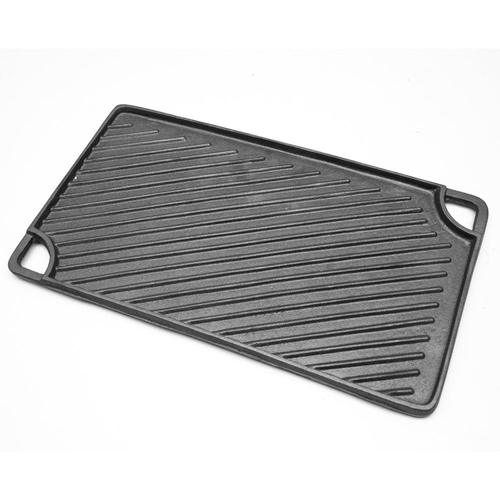 Reversible Cast Iron Griddle Rectangular BBQ Plate 43脳24cm Double-Sided Flat Top Griddle Pan and Grooved Grill for Gas Stovetop Oven and Open Fire Black