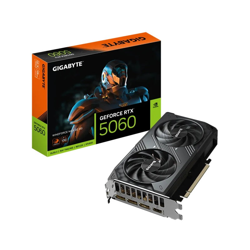 Gigabyte GeForce RTXâ„¢ 5060 WINDFORCE 2 MAX OC 8G, 2512MHz, CUDA 3840, 28Gbps, GDDR7, 128 bit, PCI-E 5.0, PSU 550W, DisplayPort 2.1b *3 HDMI 2.1b *1