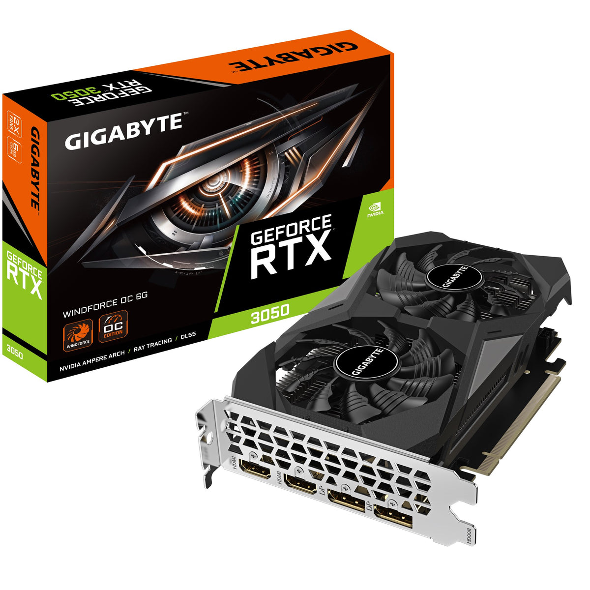 Gigabyte nVidia GeForce RTXâ„¢ 3050 WINDFORCE OC V2 6G, 1477 MHz, CUDA 2304, 14000 MHz, GDDR6, 96 bit, PCI-E 4.0, PSU 300W, DP1.4a*2 HDMI 2.1*2