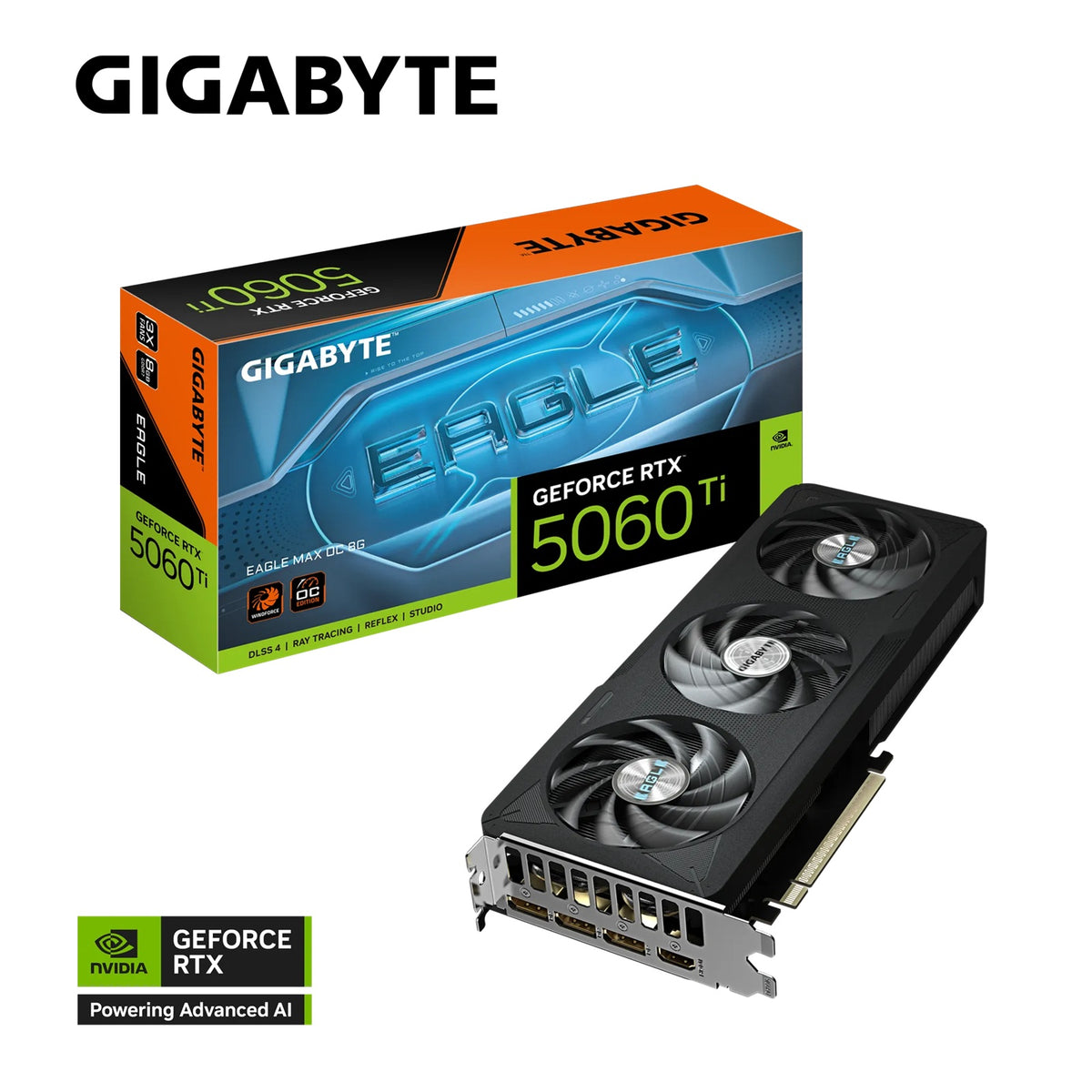 Gigabyte GeForce RTXâ„¢ 5060 Ti EAGLE MAX OC 8G, 2617 MHz, CUDA 4608, 28 Gbps, GDDR7,128 bit, PCI-E 5.0, PSU 650W, DisplayPort 2.1b *3 HDMI 2.1b *1