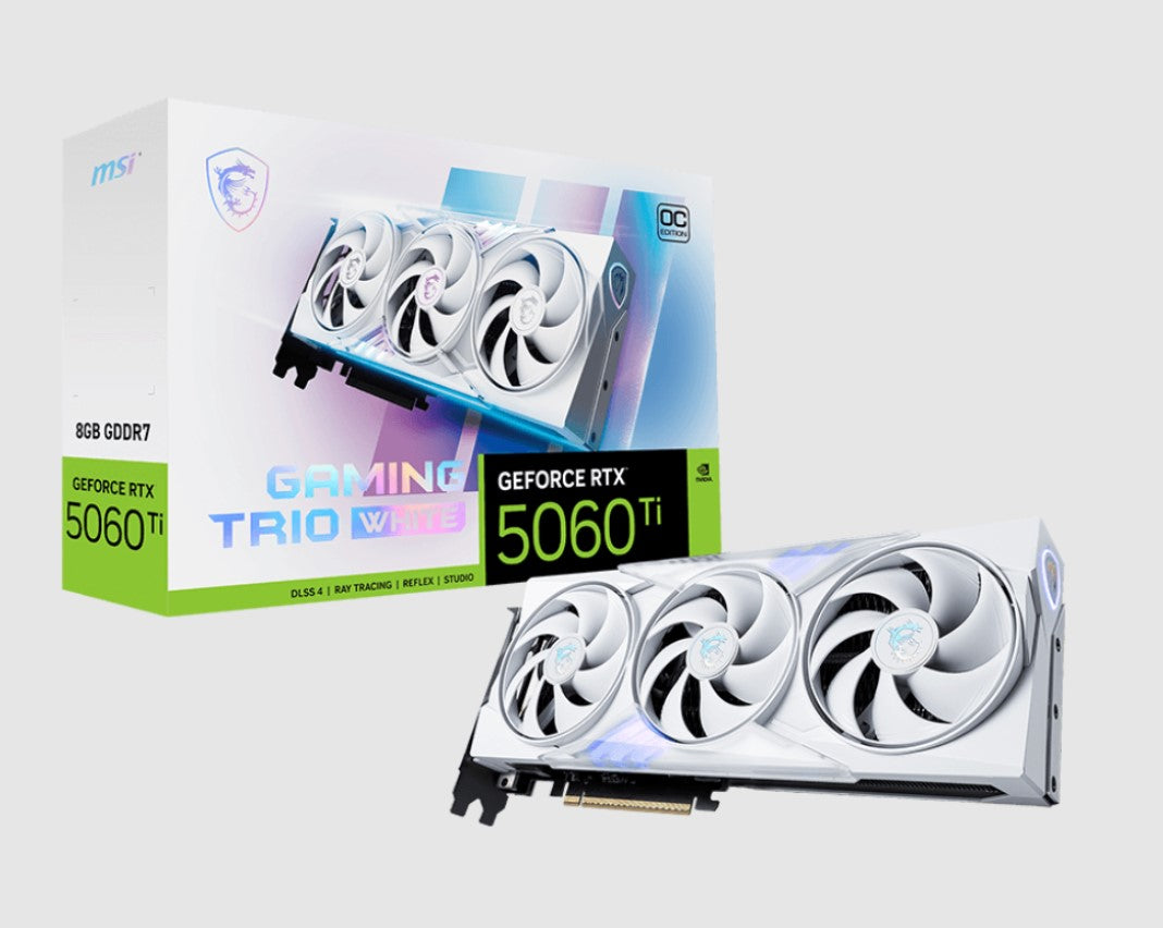 MSI nVidia GeForce RTX 5060 Ti 8G GAMING TRIO OC WHITE, PCI ExpressÂ® Gen 5 x 16, Boost: 2647 MHz, CUDA 4608 Units, 8GB GDDR7, HDMIâ„¢ x 1