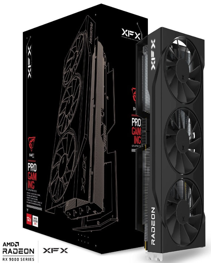 XFX Swift AMD Radeon RX 9070GRE Triple Fan Gaming Edition with 12GB GDDR6 HDMI 3xDP, AMD RDNAâ„¢ 4 (RX-97GRE29B7)