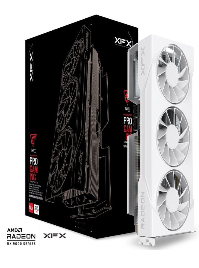XFX Swift AMD Radeon RX 9070GRE White Triple Fan Gaming Edition with 12GB GDDR6 HDMI 3xDP, AMD RDNAâ„¢ 4 (RX-97GRE29W7)