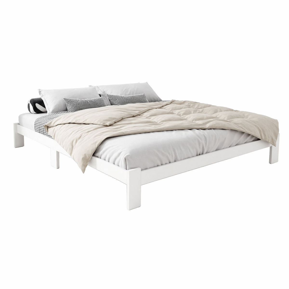 Artiss Bed Frame Queen Size Wooden White JADE