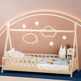 Artiss Bed Frame Wooden Kids House Frames Oak PUAH