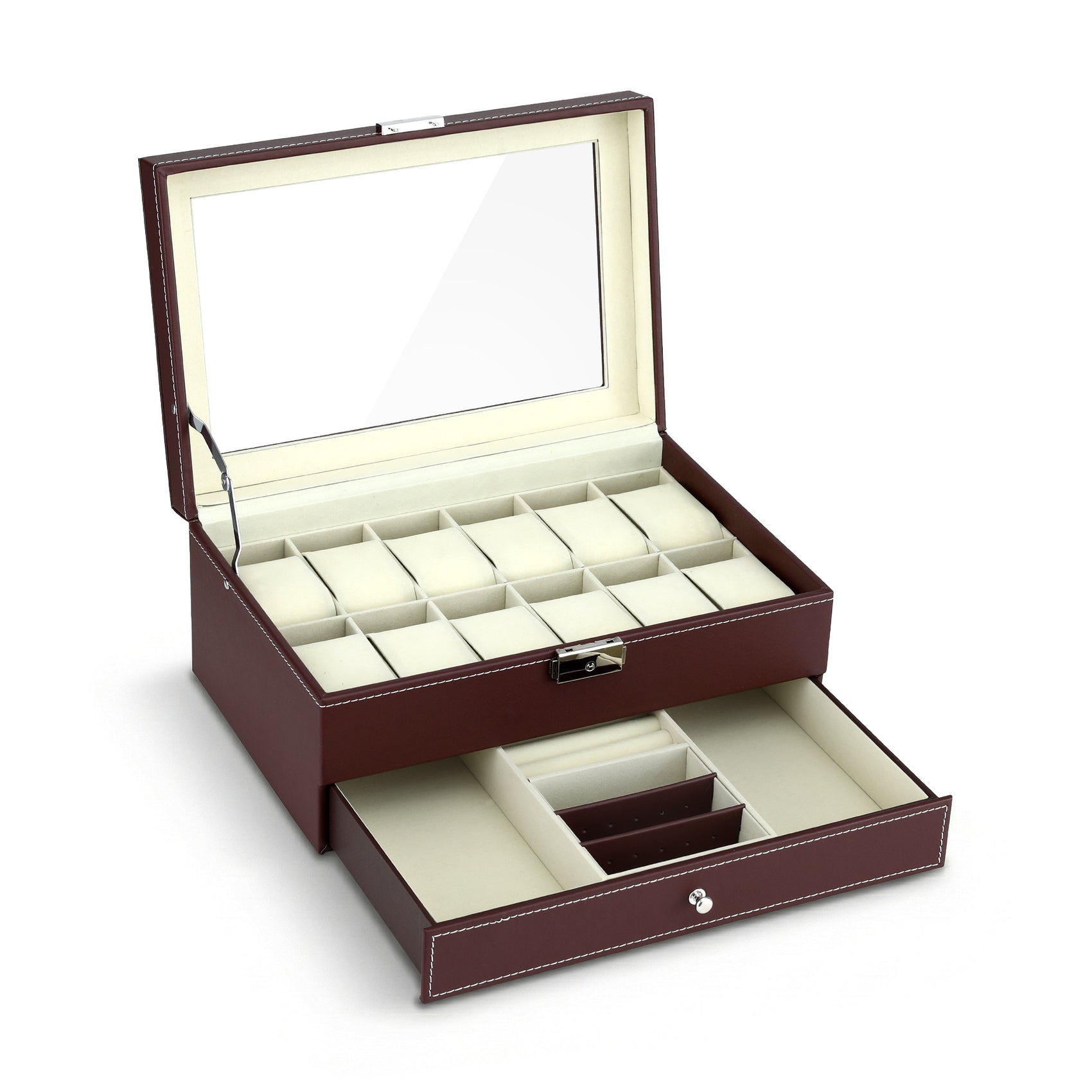 Embellir 12 Grids Watch Box Organizer Case Jewelry Display Storage Showcase
