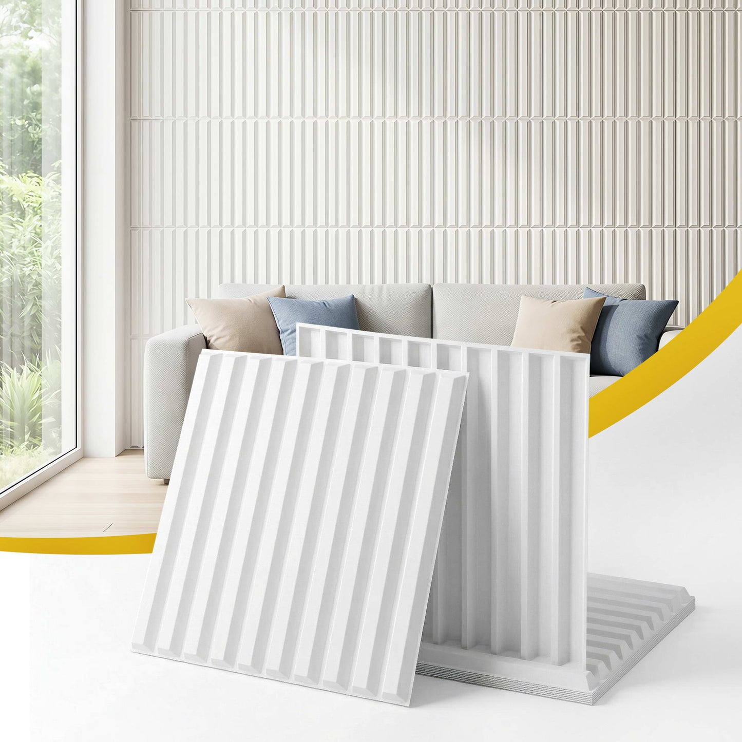 Artiss 3D Wall Panels Vertical PVC Decorative Panels 50x50cm Set of 15 Feature Wall Vert