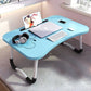 SOGA Blue Portable Bed Table Adjustable Foldable Bed Sofa Study Table Laptop Mini Desk with Notebook Stand Card Slot Holder Home Decor