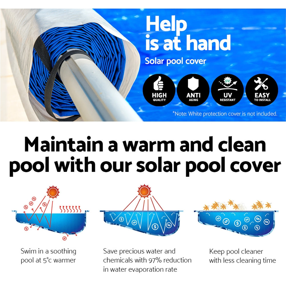 Aquabuddy Pool Cover 500 Micron 9.5x5mSilver Swimming Pool Solar Blanket 5.5m Roller