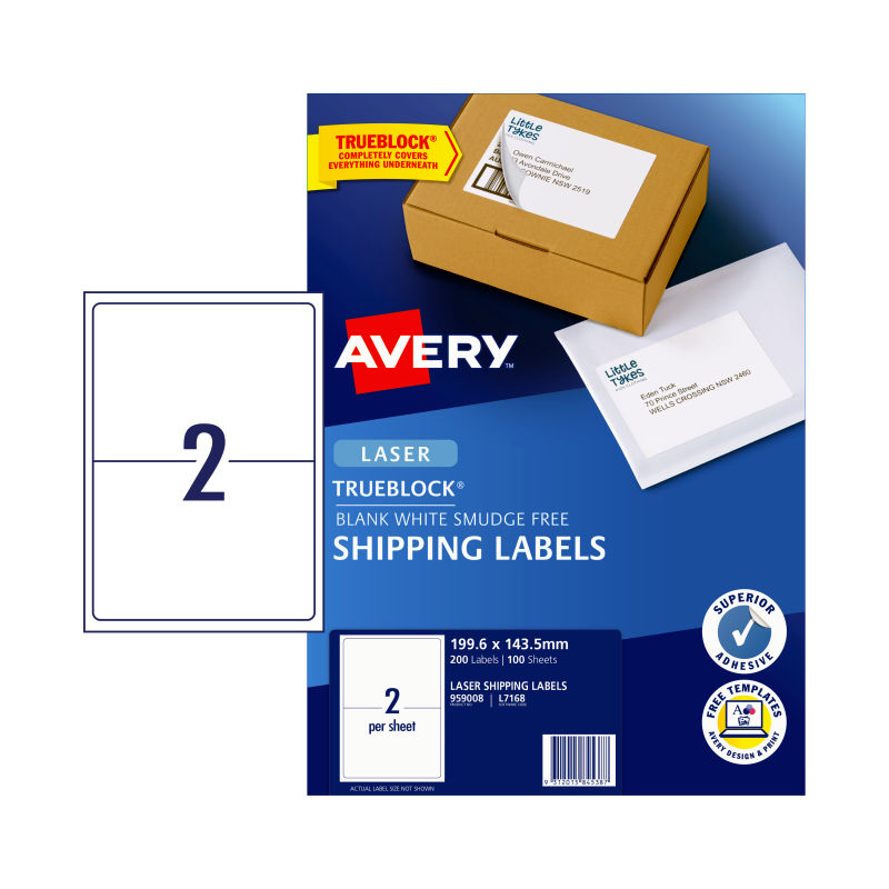 AVERY Laser Label L7168 2Up Pack of 100