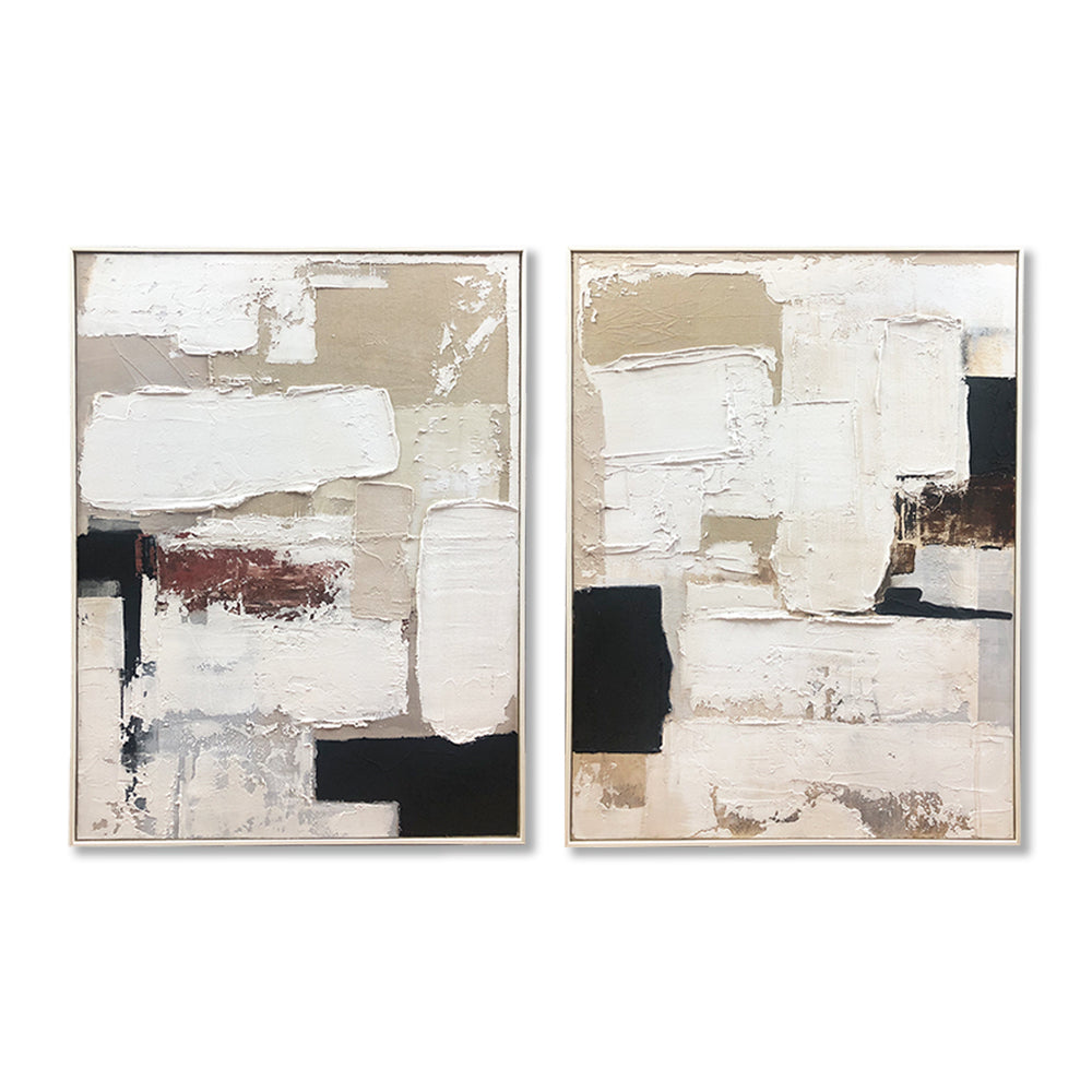 Wall Art Original Abstract Painting on Framed Canvas 900mmx1200mm Set of 2 Acceptance of imperfection