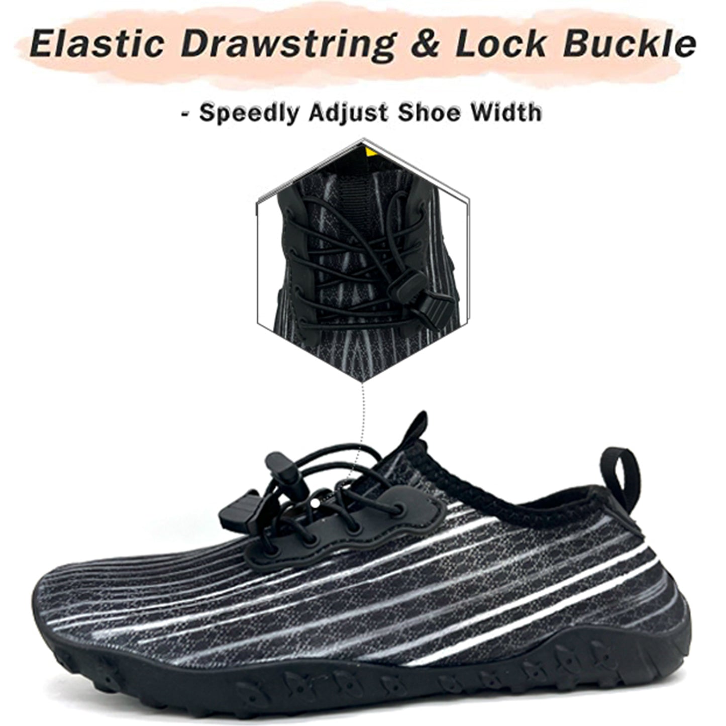 Water Shoes for Men and Women Soft Breathable Slip-on Aqua Shoes Aqua Socks for Swim Beach Pool Surf Yoga (Black Size US 8.5)