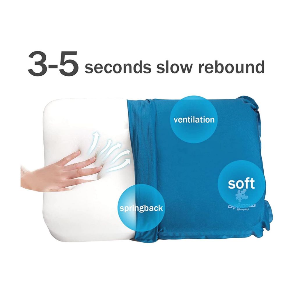 Self Inflating Camping Pillow with Ergonomic 3D Support - Gold