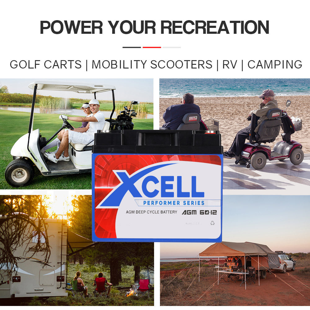 X-Cell 50Ah AGM Battery Deep Cycle 12v Mobility Scooter Golf Cart Camping Volt