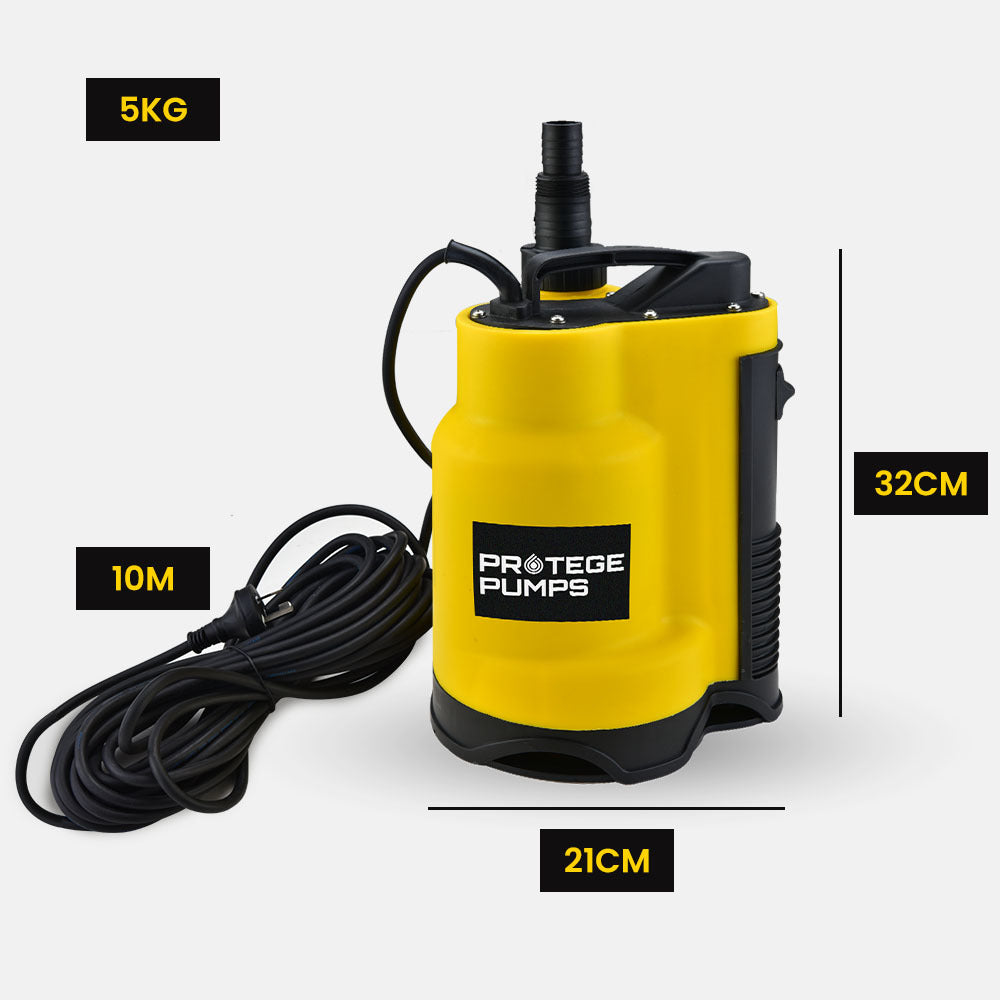 PROTEGE Tight Access Dirty Water Submersible Sump Pump, Integrated Float Switch