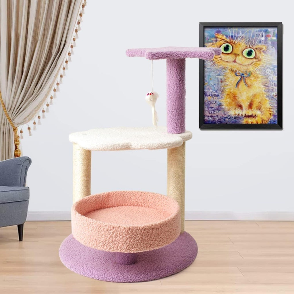 Floofi 61cm Galaxy Plush Scratching Post Cat Tree Pink Purple FI-CT-142-MM