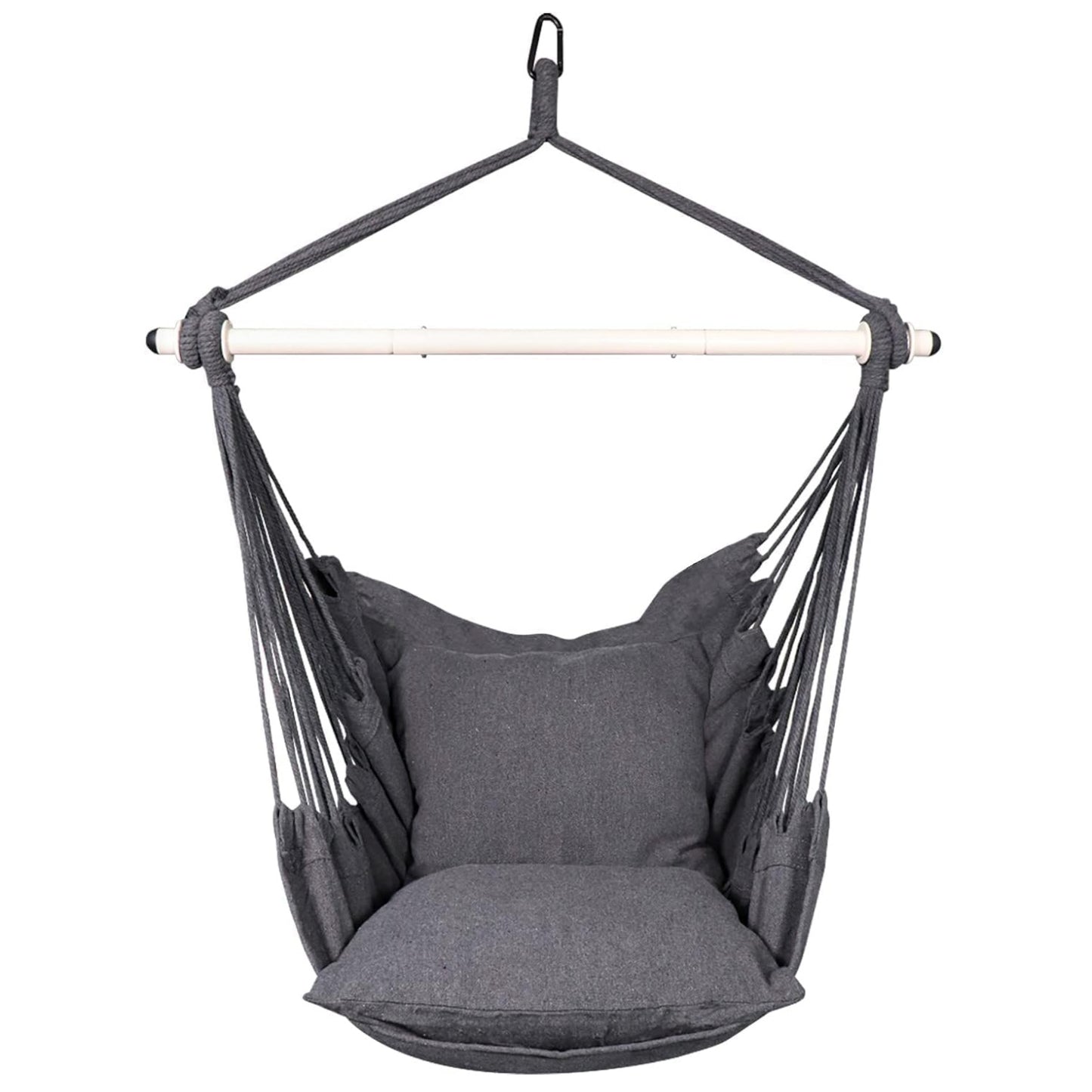 NOVEDEN Hammock Chair Hanging Rope Swing with 2 Seat Cushions Included (Dark Grey) NE-HC-102-XXW