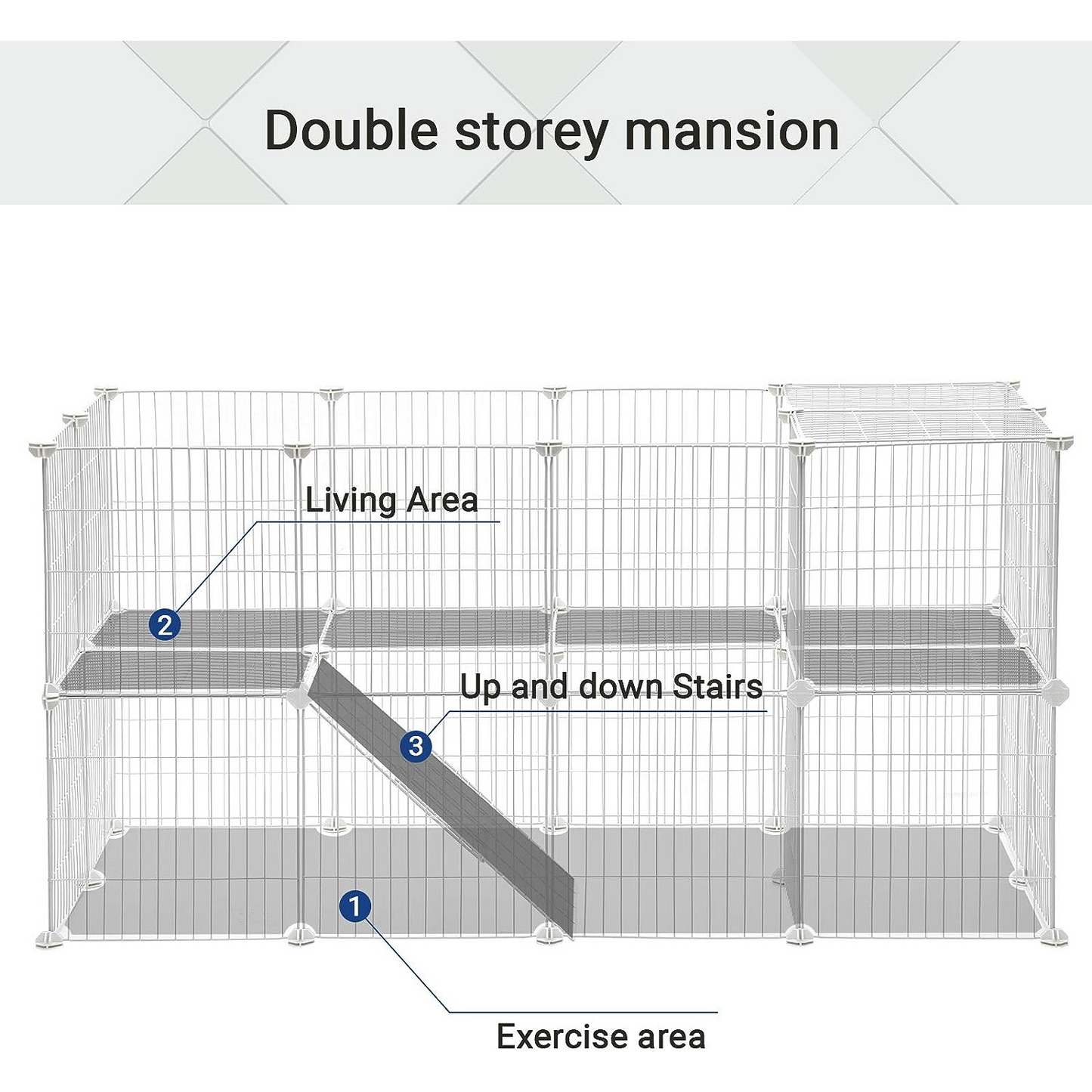SONGMICS Metal Wire Two-Story Pet Playpen with Zip Ties White
