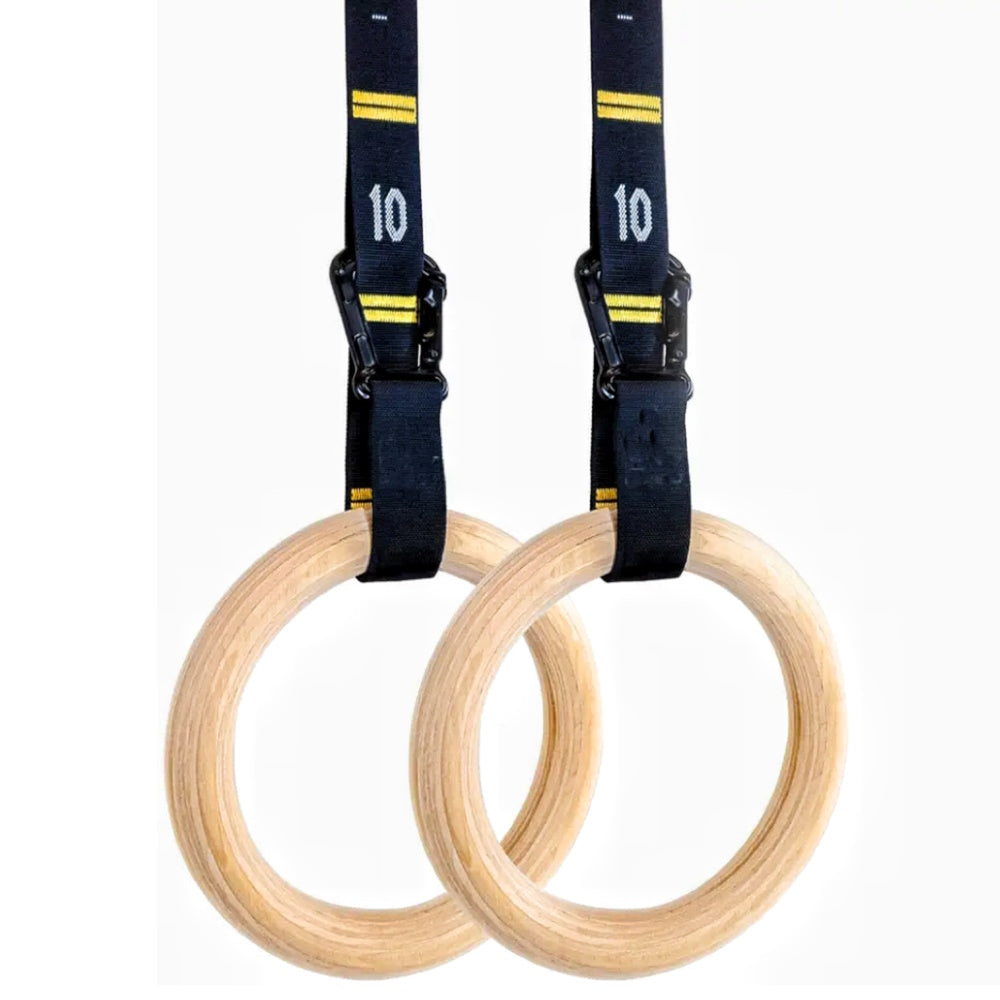 VERPEAK Wooden Gymnastic Rings with Adjustable Numbered Straps (Wooden) VP-GYR-100-BK