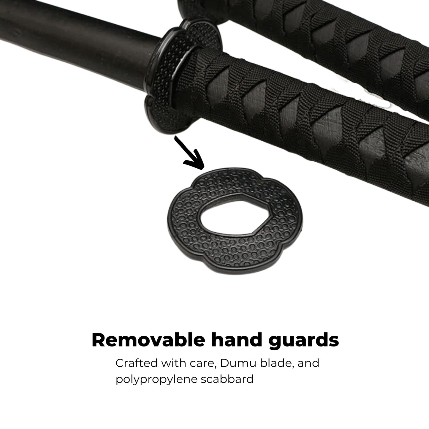 VERPEAK Polypropylene with Scabbard Training Katana Removable Hand Guards Black