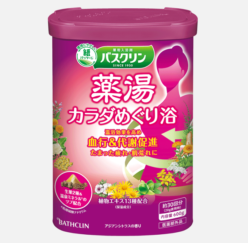[6-PACK] BATHCLIN Japanese Medicinal Bath Salt 600g Asian Citrus