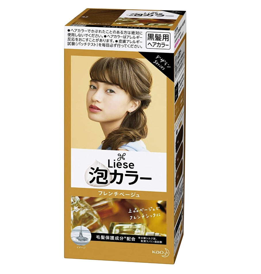 [6-PACK] Kao Japan Liese Black Hair with Foam Hair Dye 108ml (11 Colors Available) French Beige