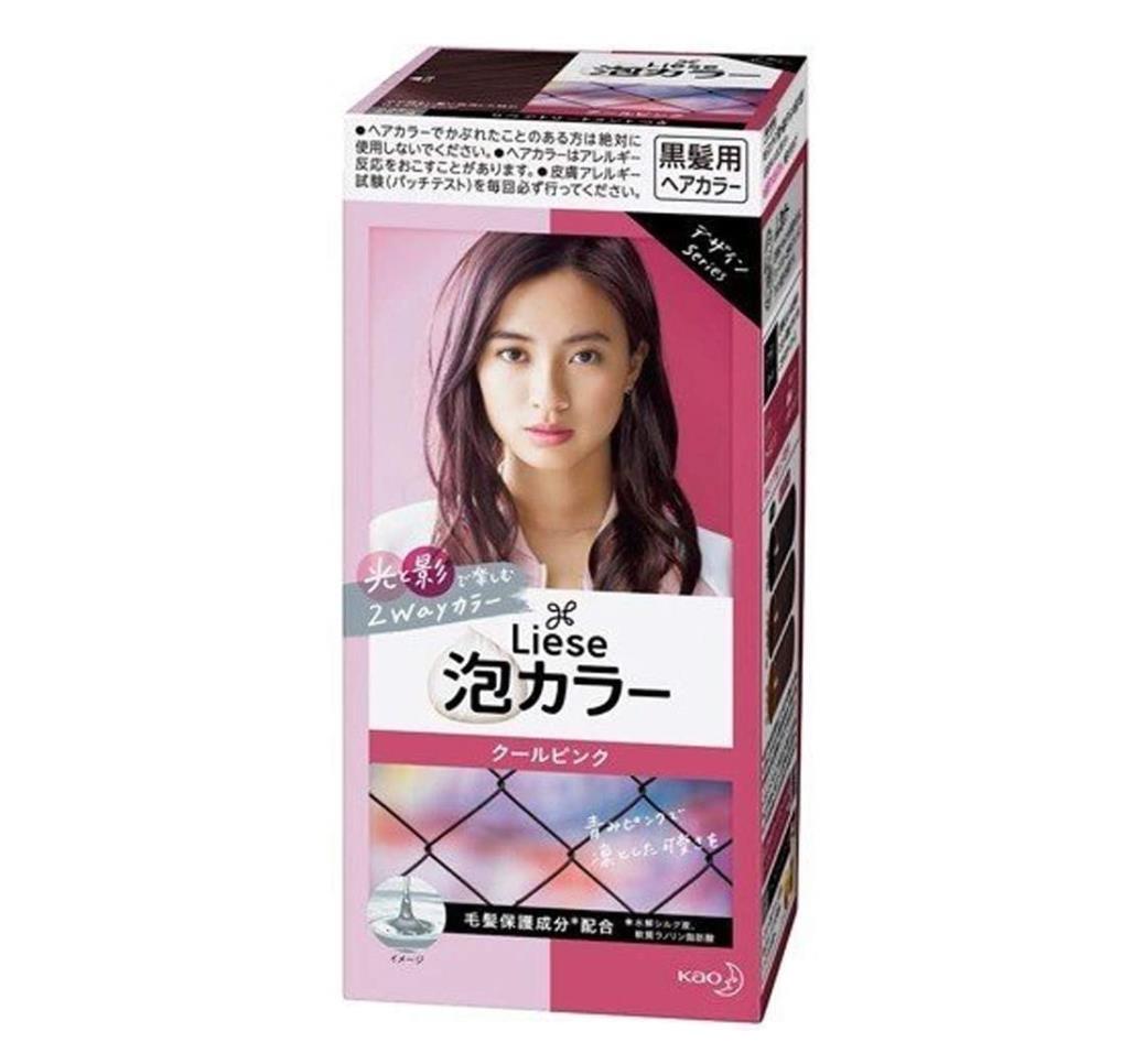 [6-PACK] Kao Japan Liese Black Hair with Foam Hair Dye 108ml (11 Colors Available) Cold Pink