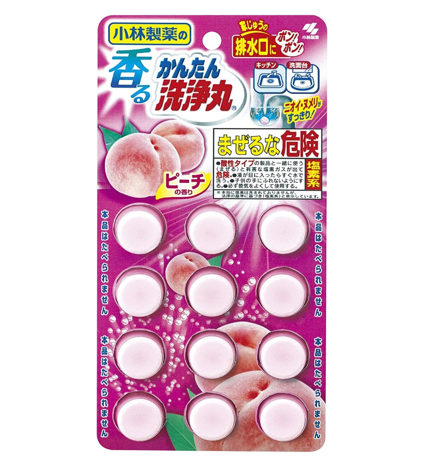 [6-PACK] KOBAYASHI Japan Drain Cleaning Tablet 12tablets Peach Scent