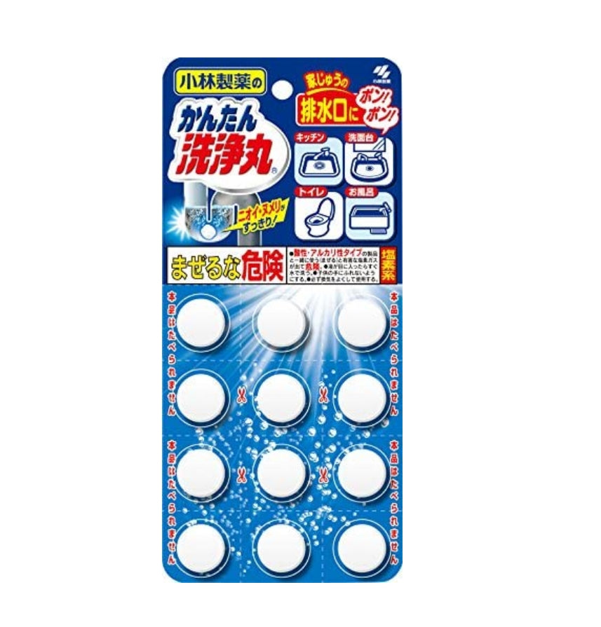[6-PACK] KOBAYASHI Japan Drain Cleaning Tablet 12 tablets, Scent Free