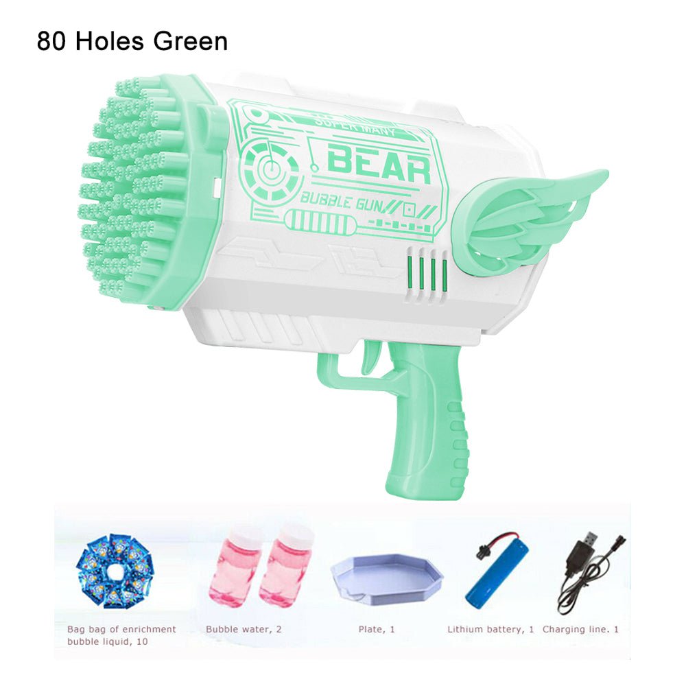 Electric Bubble Gun Machine Soap Bubbles Kids Adults Summer Outdoor Playtime Toy Green