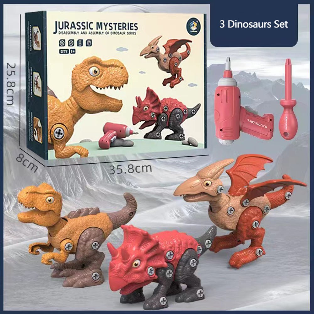 Disassemble Blocks Jurassic Dinosaurs Building Blocks Toys Battery Drill Tyrannosaurus Rex Wyvern Velociraptor Stegosaurus 3