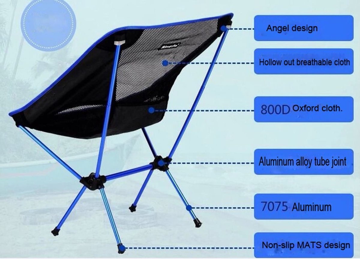 Ultralight Aluminum Alloy Folding Camping Camp Chair Outdoor Hiking Blue