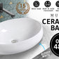 Muriel 48 x 34 x 14.5cm White Ceramic Bathroom Basin Vanity Sink Oval Above Counter Top Mount Bowl