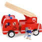Fire truck wooden 3 years + with ladder and firemen Fire engine Red