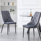 Button Tufted Grey Dining Chairs -Set of 4
