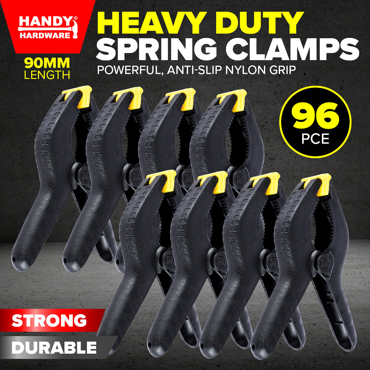 Handy Hardware 96PCE Spring Clamps Heavy Duty Swivel Jaws Anti-Slip 9cm